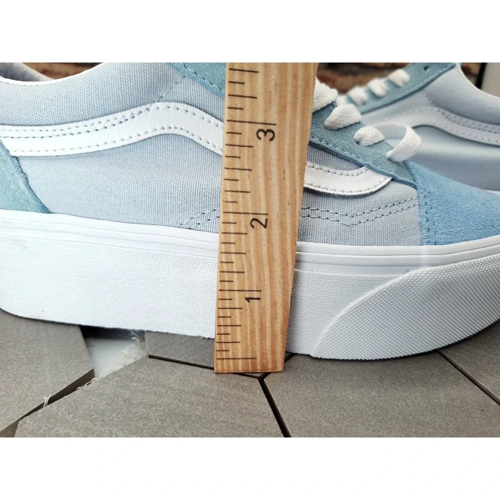 VANS Old Stack Platform Lift Shoes Blue White Stackform Women's 5 / Girls GS 3.5